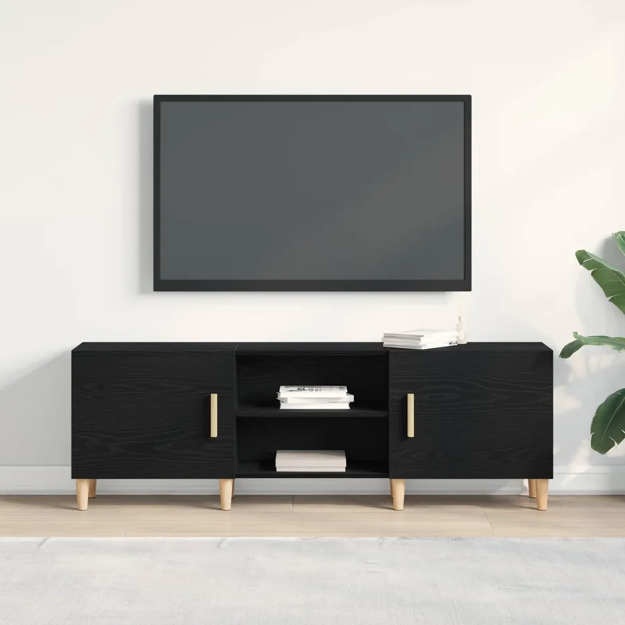 Meuble TV Chêne noir 150 x 30 x 50 cm Bois d'ingénierie - 4