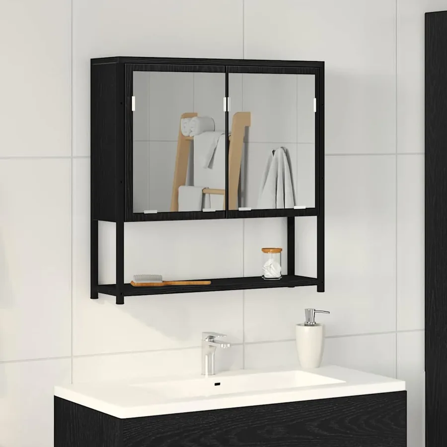 Armoire Miroir Chêne noir 60 x 16 x 60 cm Bois d'ingénierie
