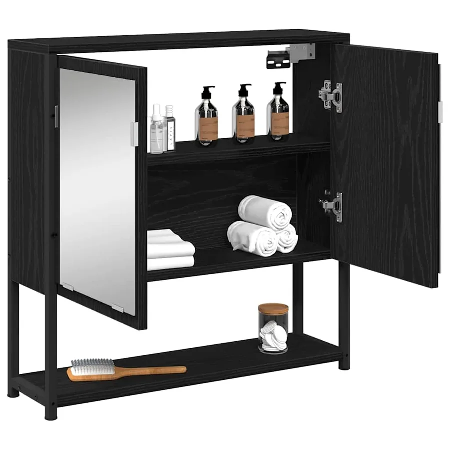 Armoire Miroir Chêne noir 60 x 16 x 60 cm Bois d'ingénierie - 3