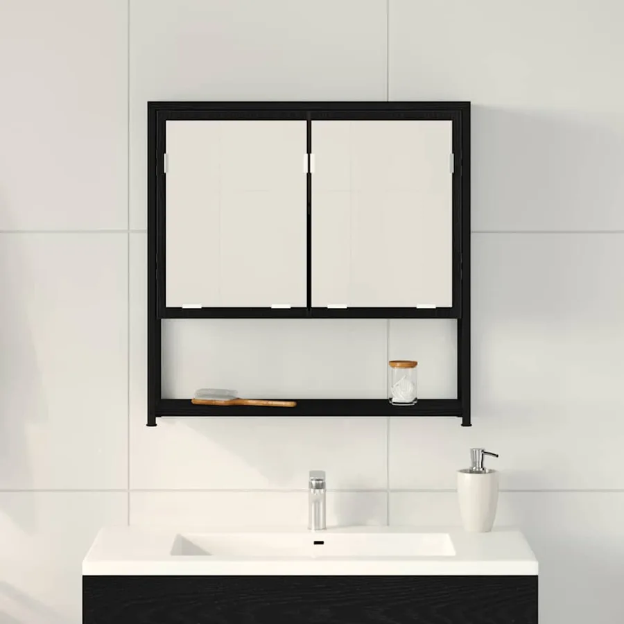 Armoire Miroir Chêne noir 60 x 16 x 60 cm Bois d'ingénierie - 4