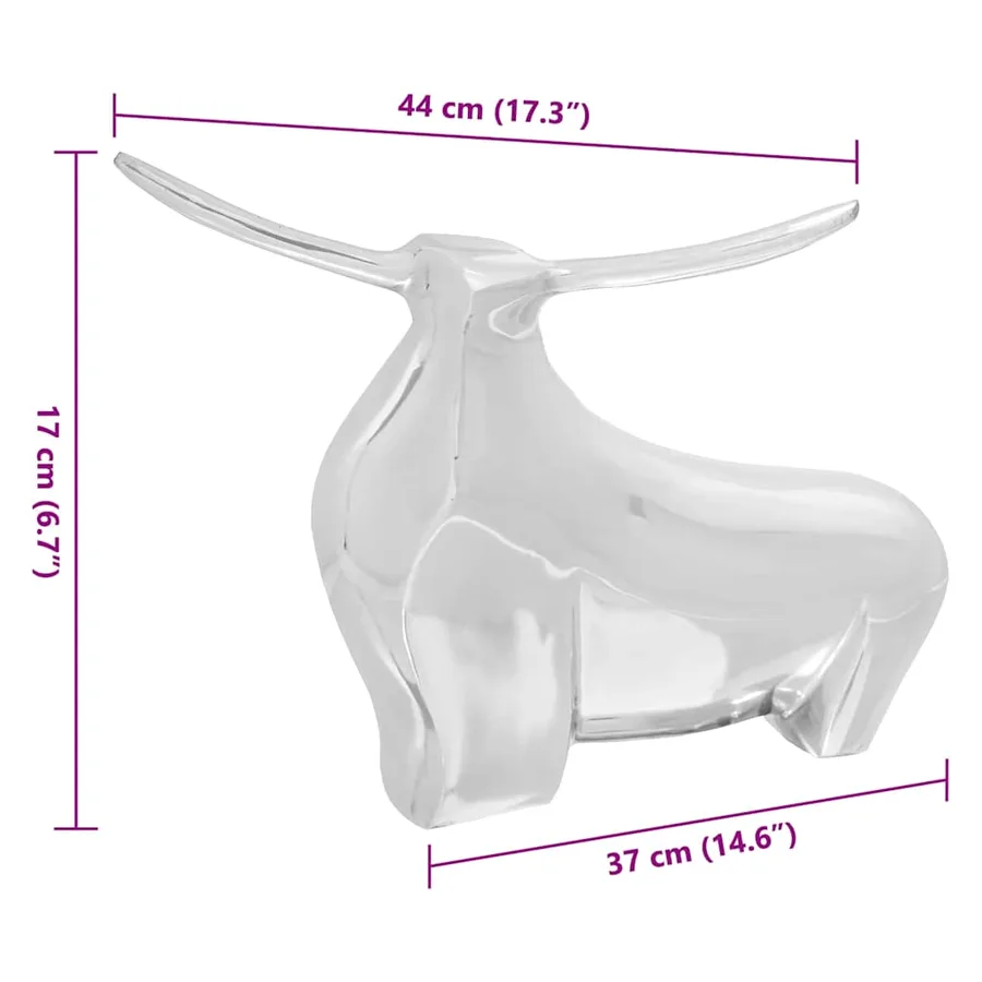 Sculpture de taureau Argenté 37 x 44 x 17 cm Aluminium - 7