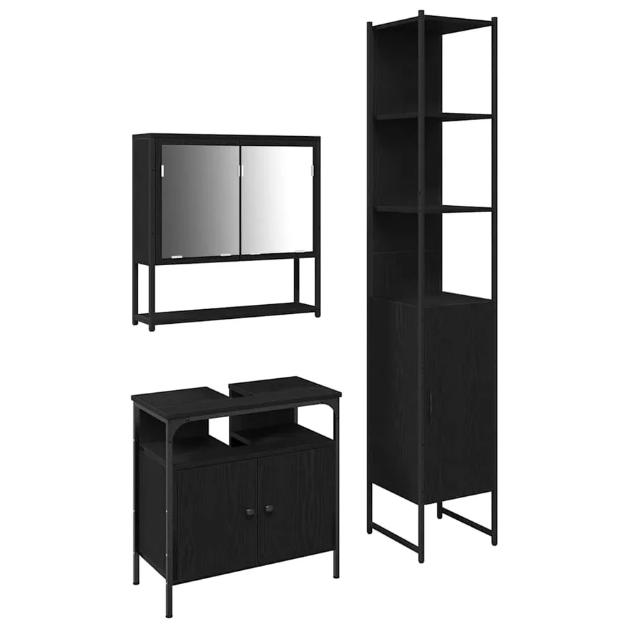 Ensemble de mobilier de salle de bain 3 pcs Chêne noir - 2