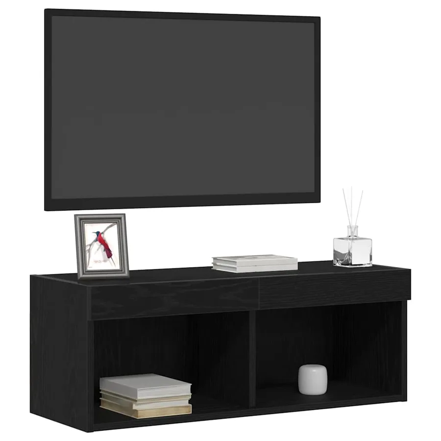 Ensemble meuble TV Chêne noir 80 x 30 x 30 cm Bois d'ingénierie - 3