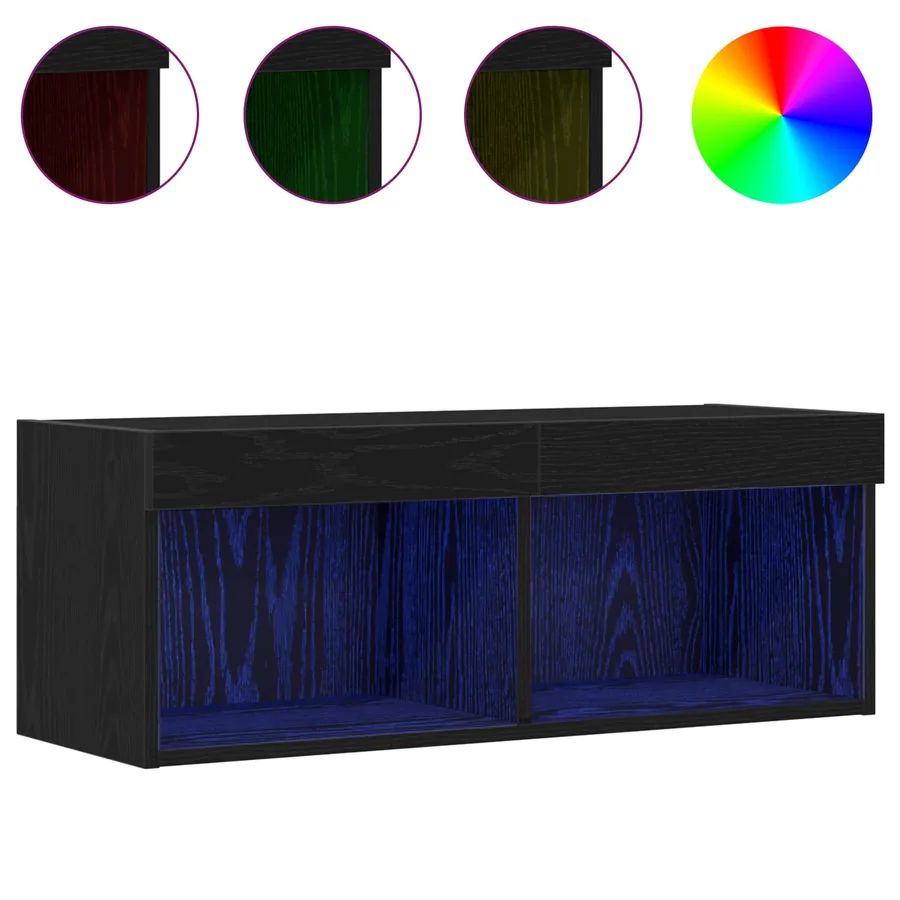 Ensemble meuble TV Chêne noir 80 x 30 x 30 cm Bois d'ingénierie - 4