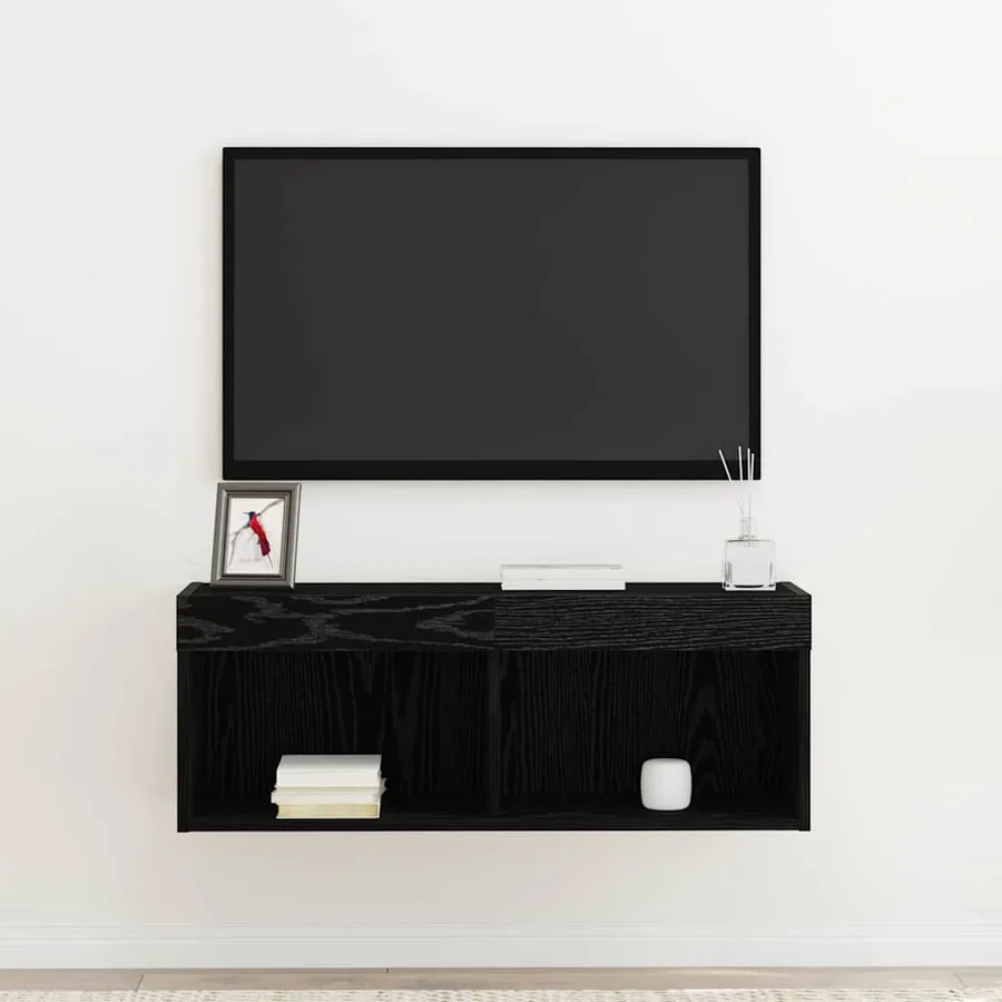 Ensemble meuble TV Chêne noir 80 x 30 x 30 cm Bois d'ingénierie - 5