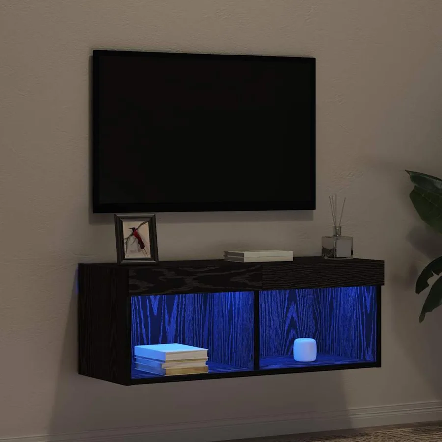 Ensemble meuble TV Chêne noir 80 x 30 x 30 cm Bois d'ingénierie - 6