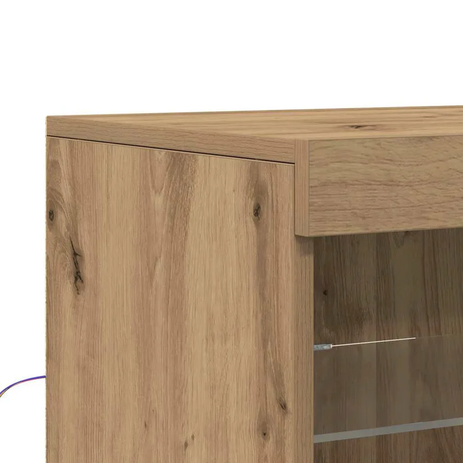 Buffet LED Chêne artisanal 60,5 x 37 x 67 cm Bois d'ingénierie - 9