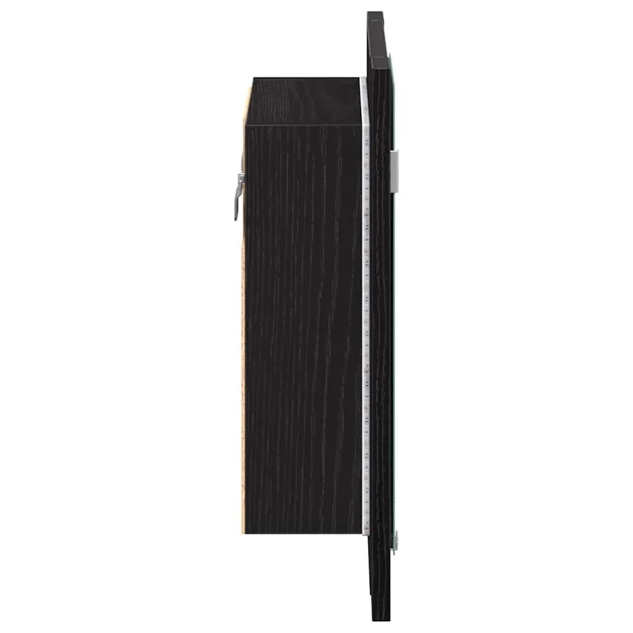 Armoire de salle de bain avec miroir LED en chêne noir 40 x 12 x 45 cm bois d'ingénierie - 8
