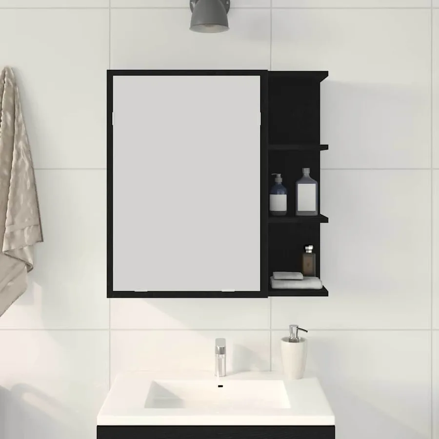Armoire Miroir de Salle de Bain Chêne noir 62,5 x 20,5 x 64 cm - 4