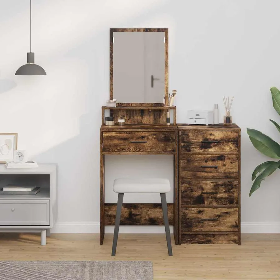 Table de Toilette Chêne fumé 50 x 41 x 140 cm Bois d'ingénierie - 4