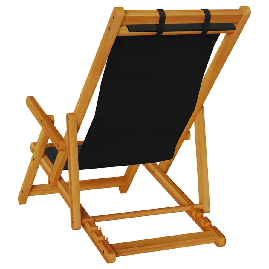 Chaise pliante avec accoudoirs en bois d'acacia noir et textilène - 6