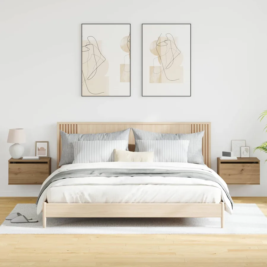 Cabinet de chevet mural 2 pc Chêne artisanal 50 x 36 x 30 cm - 5