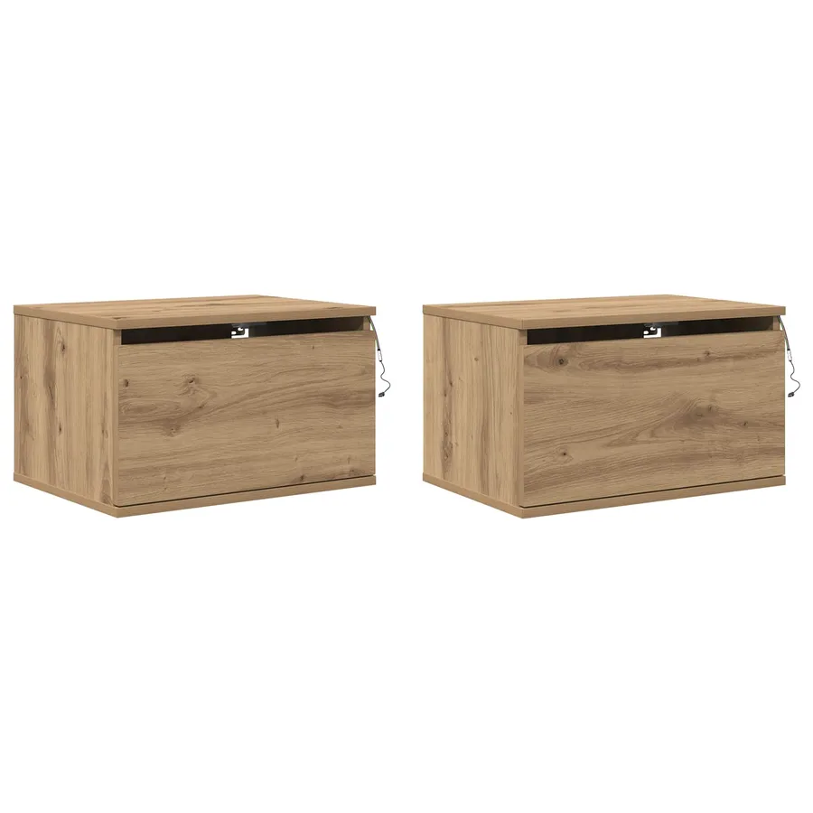 Cabinet de chevet mural 2 pc Chêne artisanal 50 x 36 x 30 cm - 9