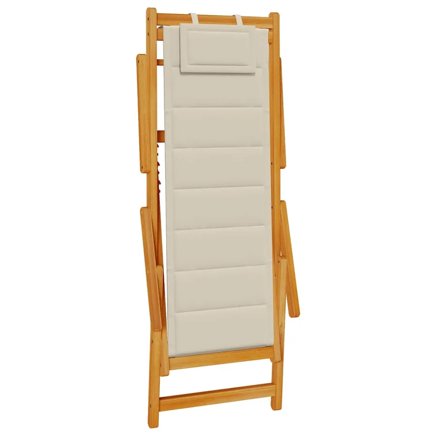 Chaise pliante avec accoudoirs bois d'acacia taupe et textilène - 4