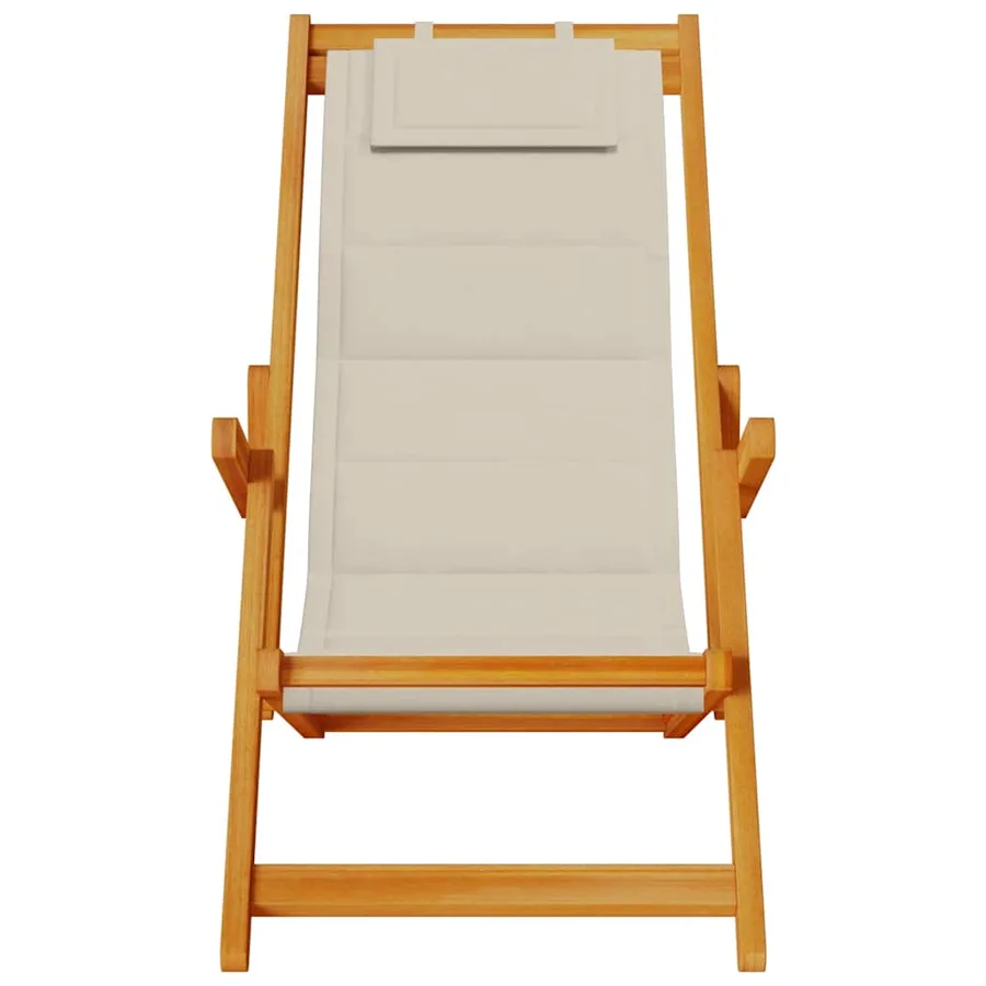 Chaise pliante avec accoudoirs bois d'acacia taupe et textilène - 5
