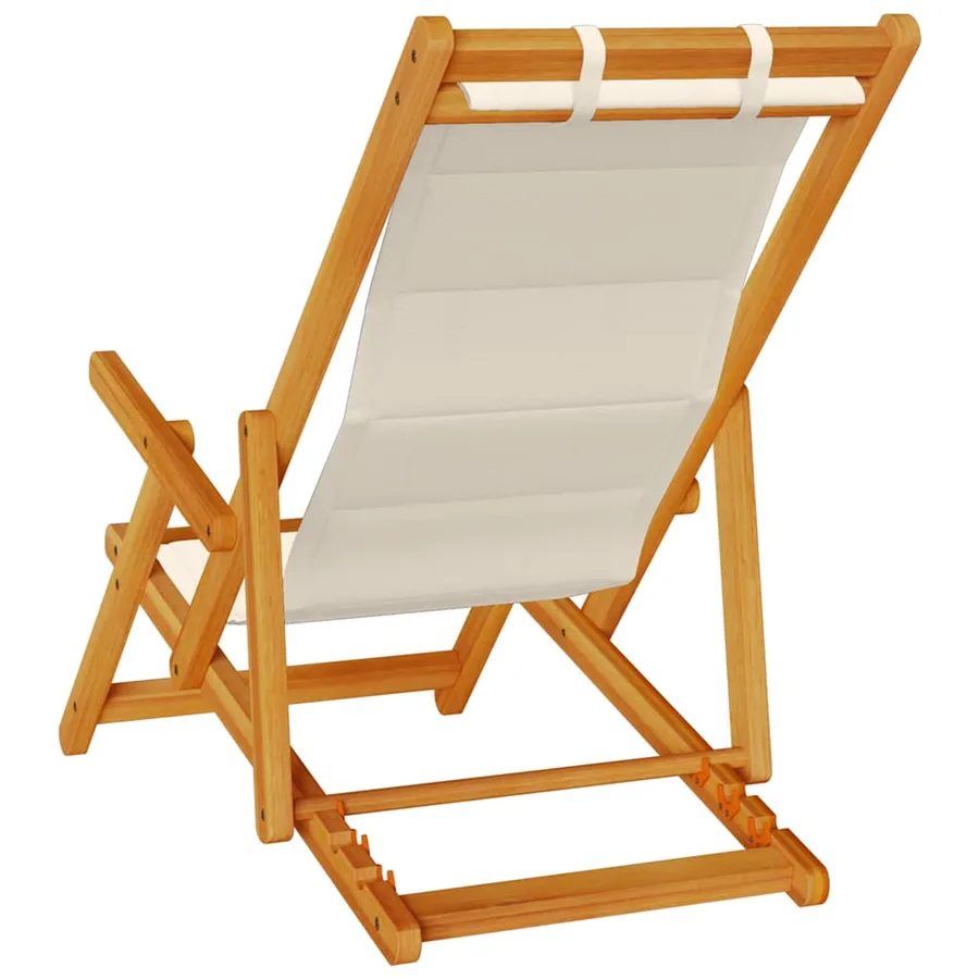 Chaise pliante avec accoudoirs bois d'acacia taupe et textilène - 6