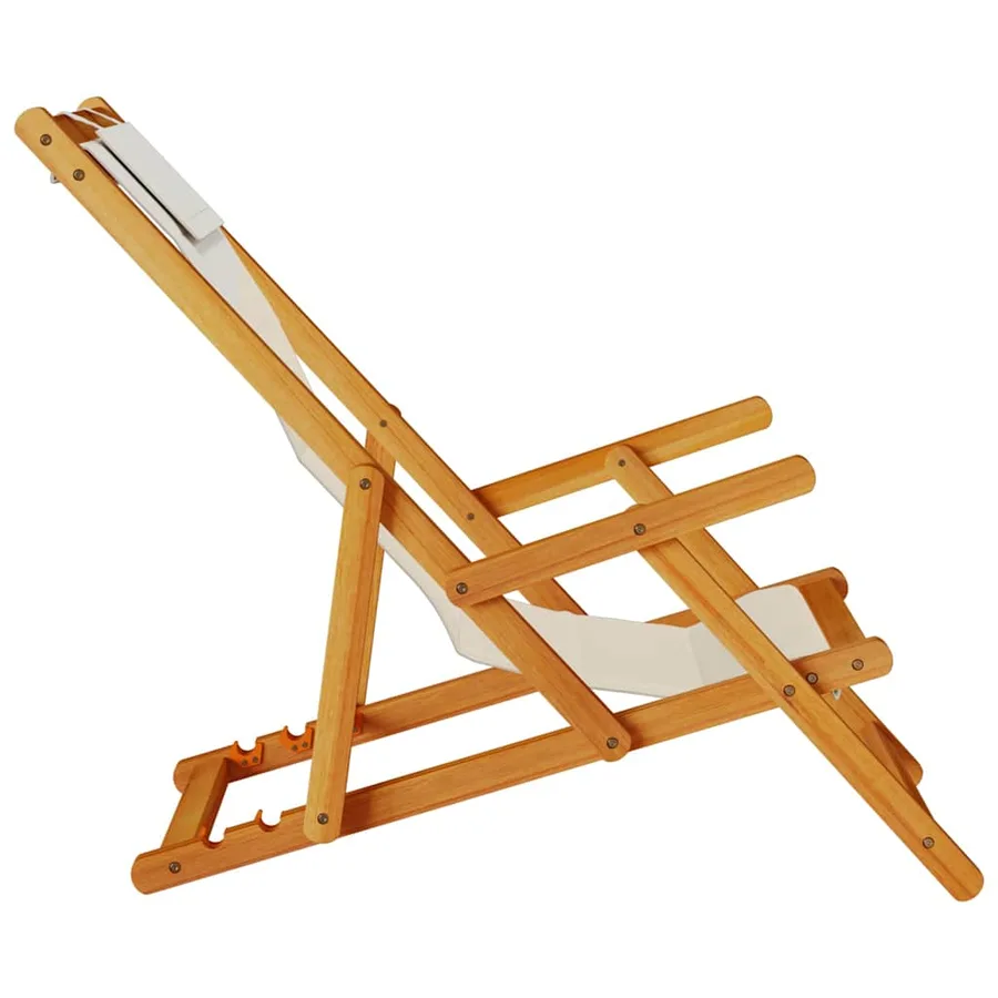 Chaise pliante avec accoudoirs bois d'acacia taupe et textilène - 7