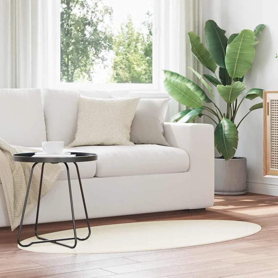 Tapis de surface ovale HUARTE Crème 80 x 150 cm 100% Polyester