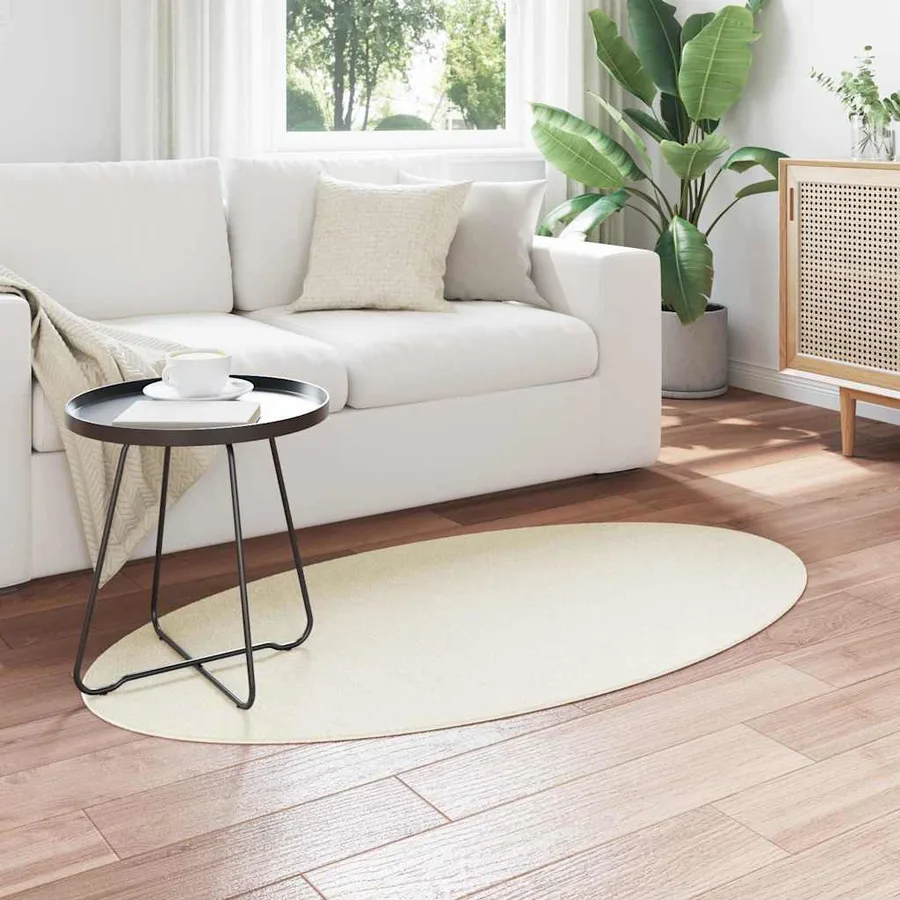 Tapis de surface ovale HUARTE Crème 80 x 150 cm 100% Polyester - 3