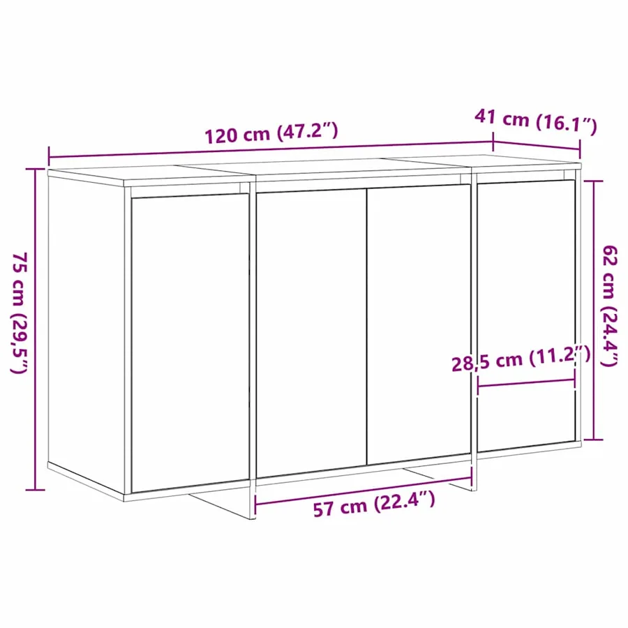Buffet Chêne sonoma 120 x 41 x 75 cm Bois d'ingénierie - 12