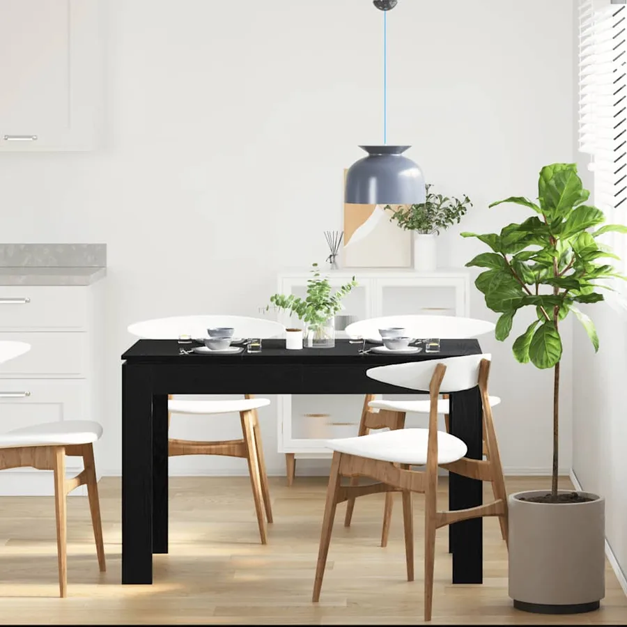 Table de salle à manger en chêne noir 120x60x76 cm bois d'ingénierie - 3