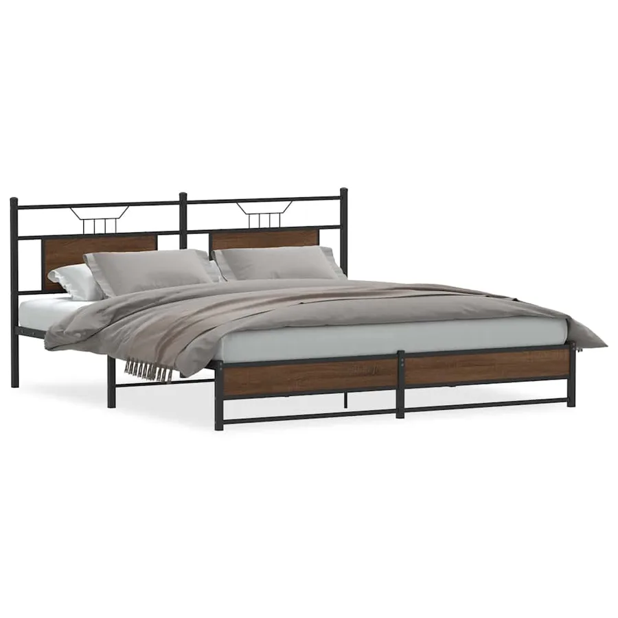 Cadre de lit sans matelas chêne marron 160x200 cm - 2