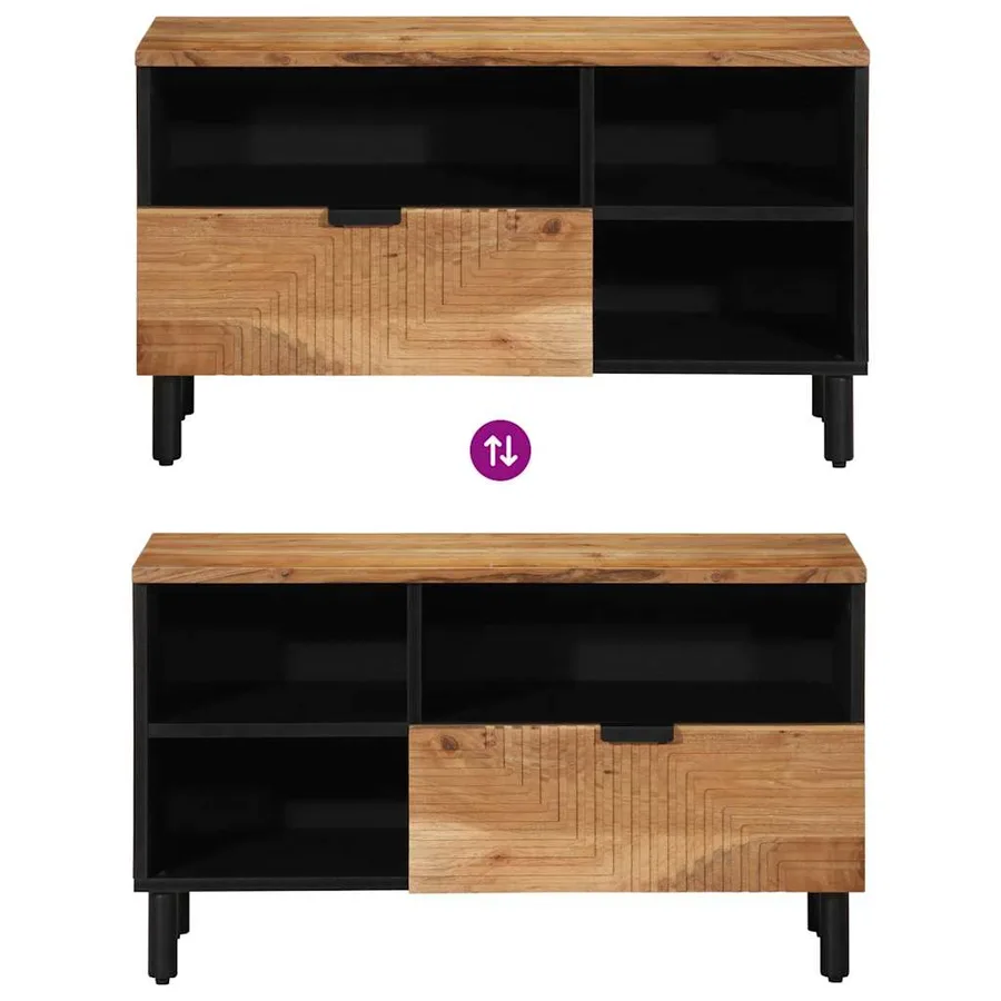 Meuble TV Marron 80 x 33 x 46 cm Bois de mangue massif - 10
