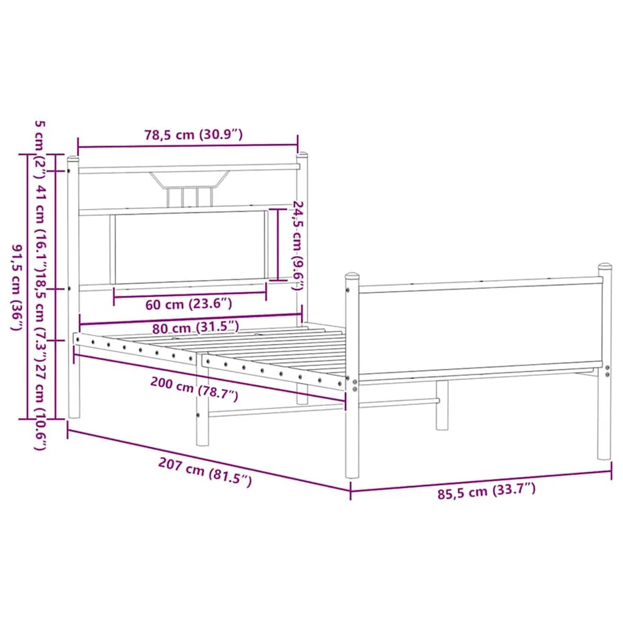 Cadre de lit sans matelas chêne marron 80x200cm bois ingénierie - 11