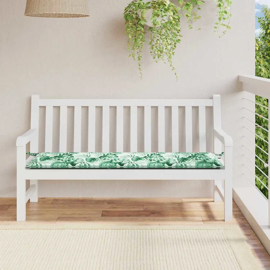 Coussin de banc Tissu Oxford Motif feuille 200 x 50 x 3 cm