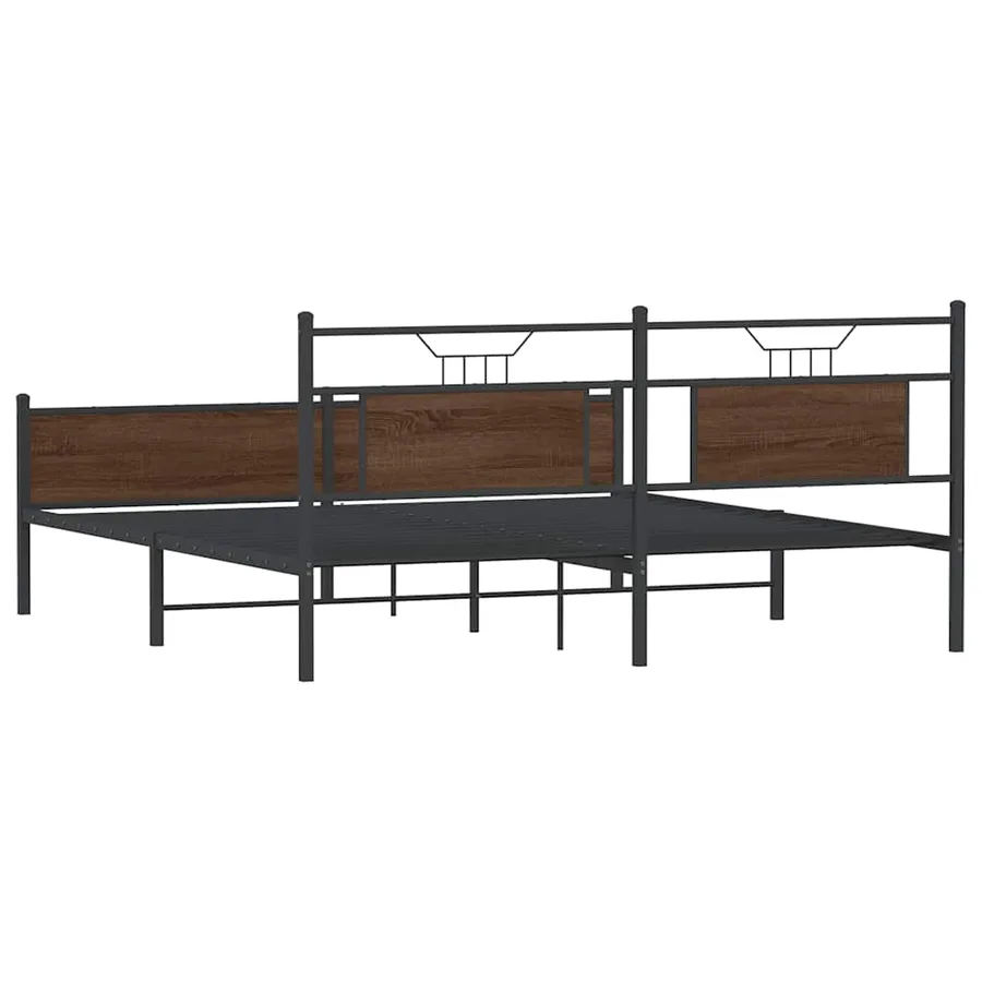 Cadre de lit en métal sans matelas chêne marron 160x200 cm - 8
