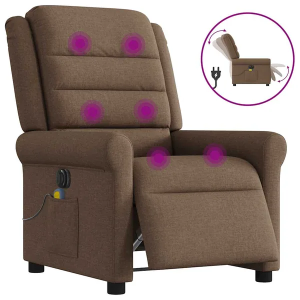 Fauteuil inclinable de massage électrique marron tissu
