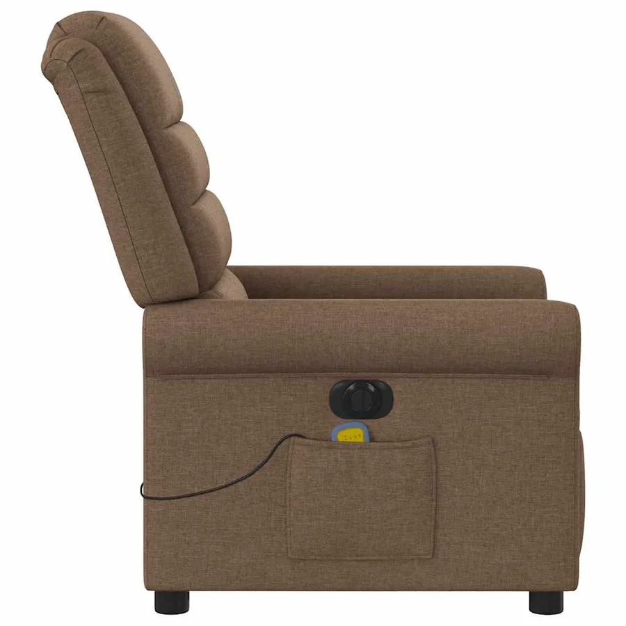 Fauteuil inclinable de massage électrique marron tissu - 6