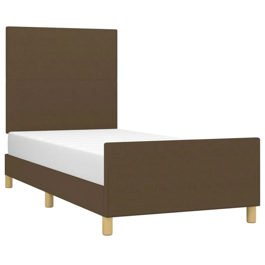 Cadre de lit sans matelas marron foncé 90x200 cm tissu - 3
