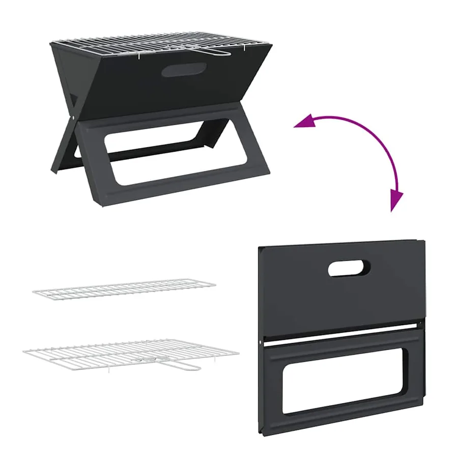 Grill extérieur Noir 46 x 31 x 31 cm Acier - 10