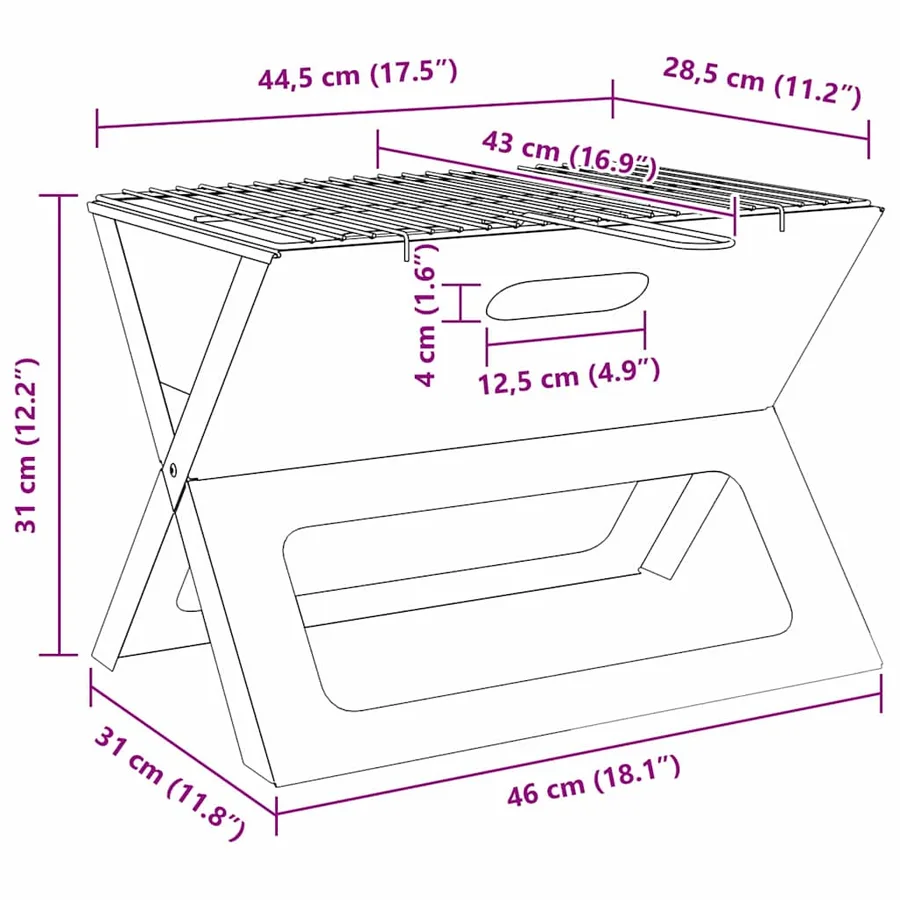 Grill extérieur Noir 46 x 31 x 31 cm Acier - 11