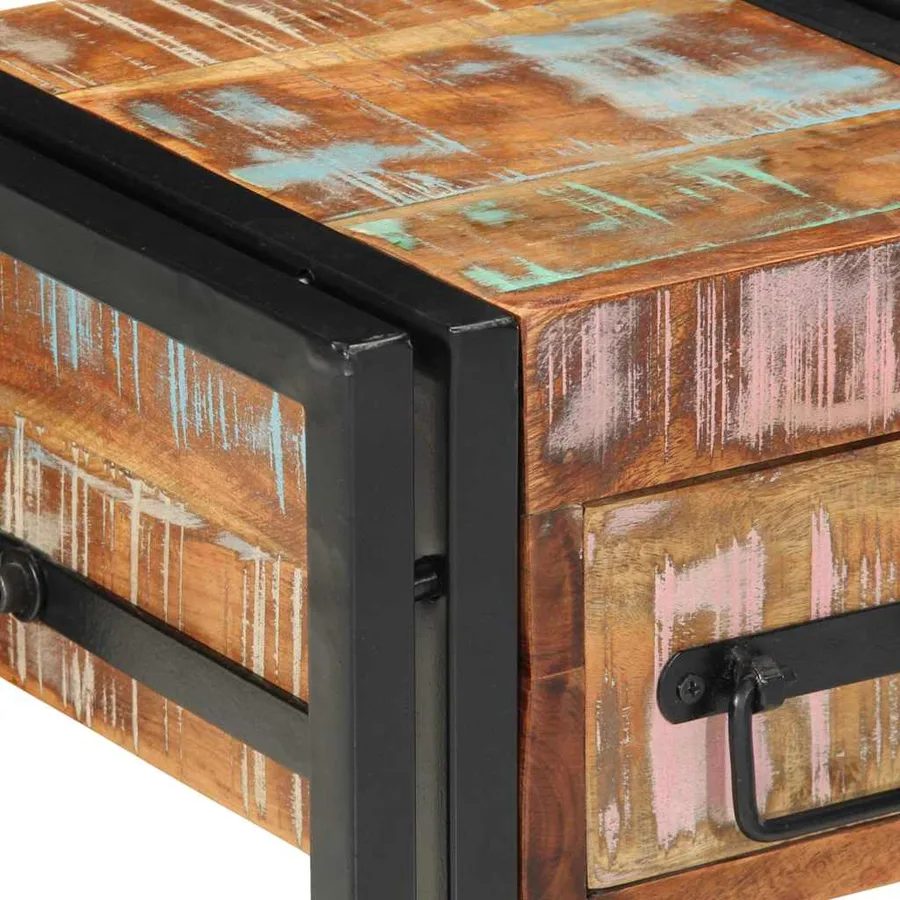 Cabinet de chevet 2 pcs 30 x 30 x 40 cm Bois Recyclé Solide - 9