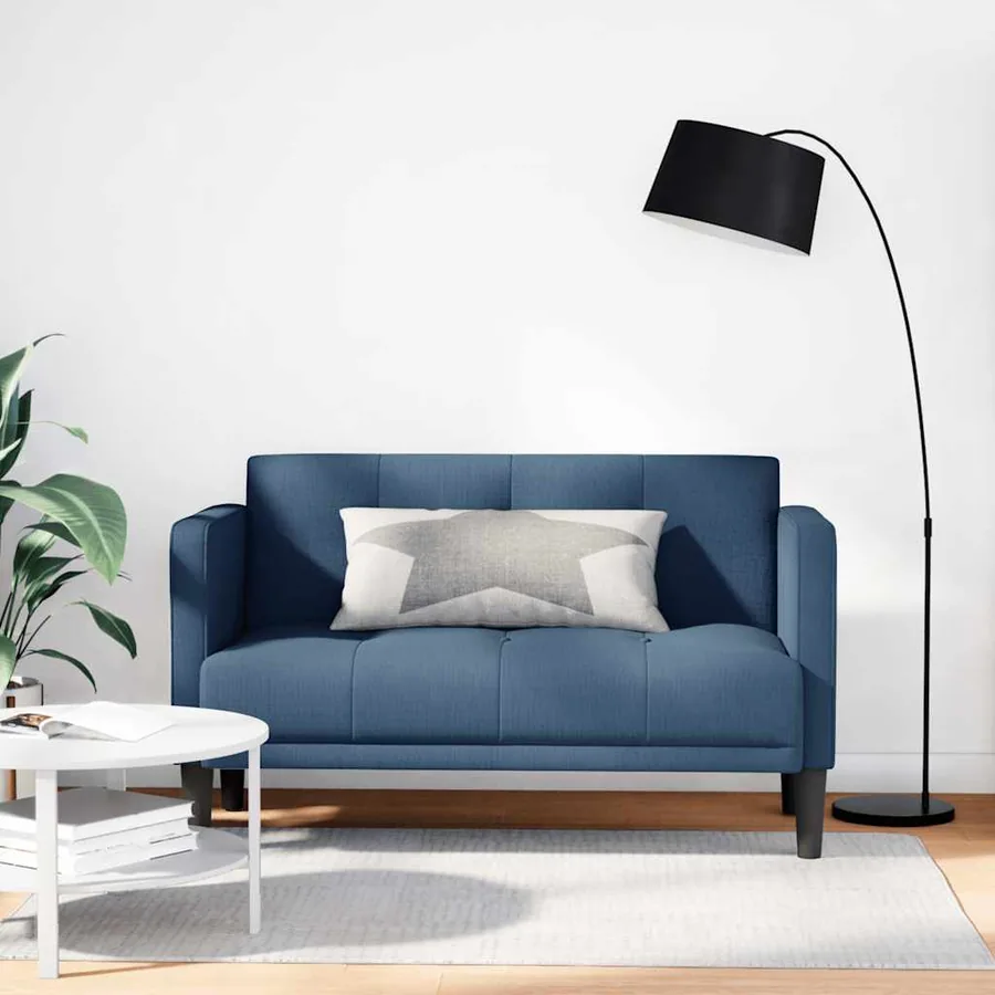 Canapé deux places bleu 111 cm en tissu