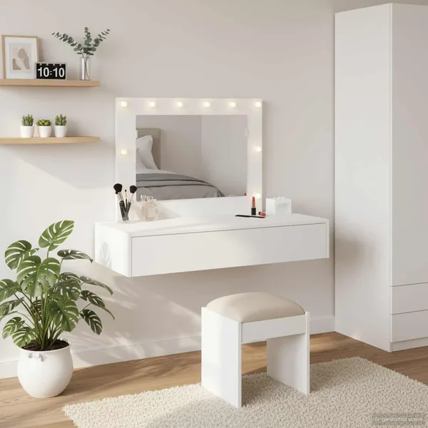 Table de Toilette Blanc 100 x 40 x 70 cm Bois d'ingénierie