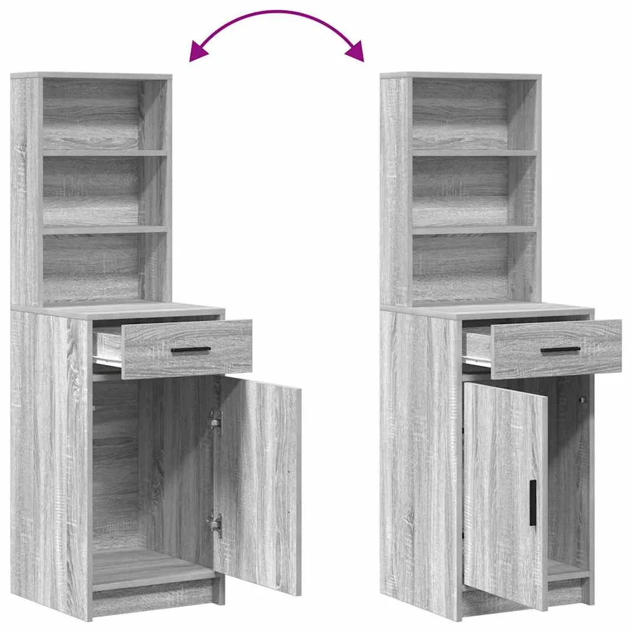 Ensemble de table de maquillage avec LED 2 pcs Gris Sonoma - 13