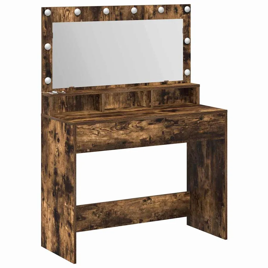 Table de Toilette avec étagère Chêne fumé 100 x 41 x 135 cm - 2