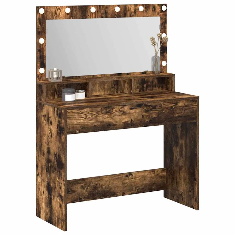 Table de Toilette avec étagère Chêne fumé 100 x 41 x 135 cm - 3
