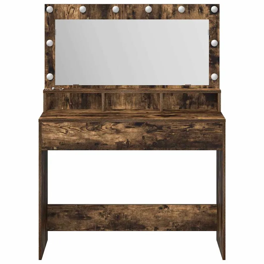 Table de Toilette avec étagère Chêne fumé 100 x 41 x 135 cm - 4