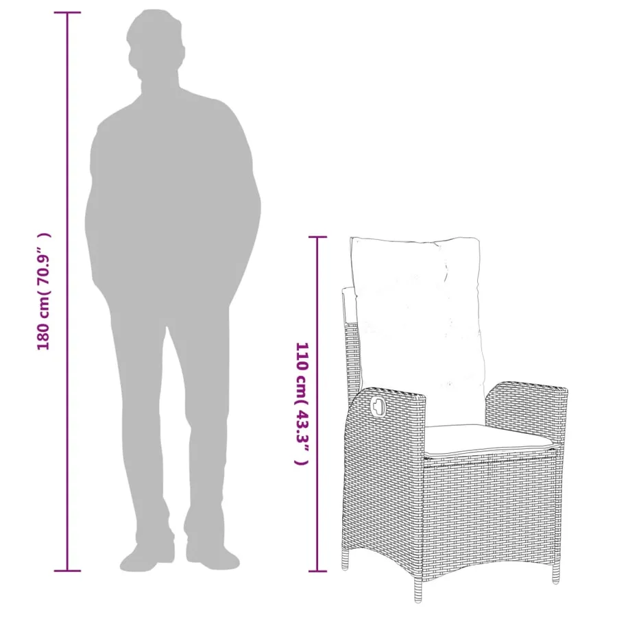 Ensemble à manger de jardin coussins 5pcs Noir Résine tressée - 10