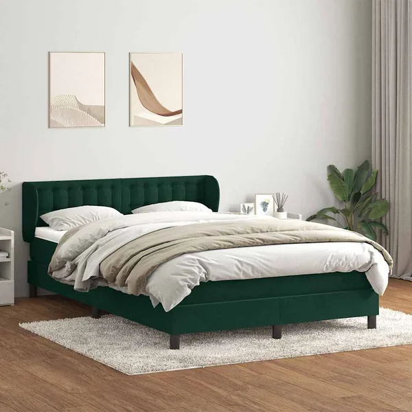 Sommier à lattes de lit et matelas vert foncé 160x210cm velours