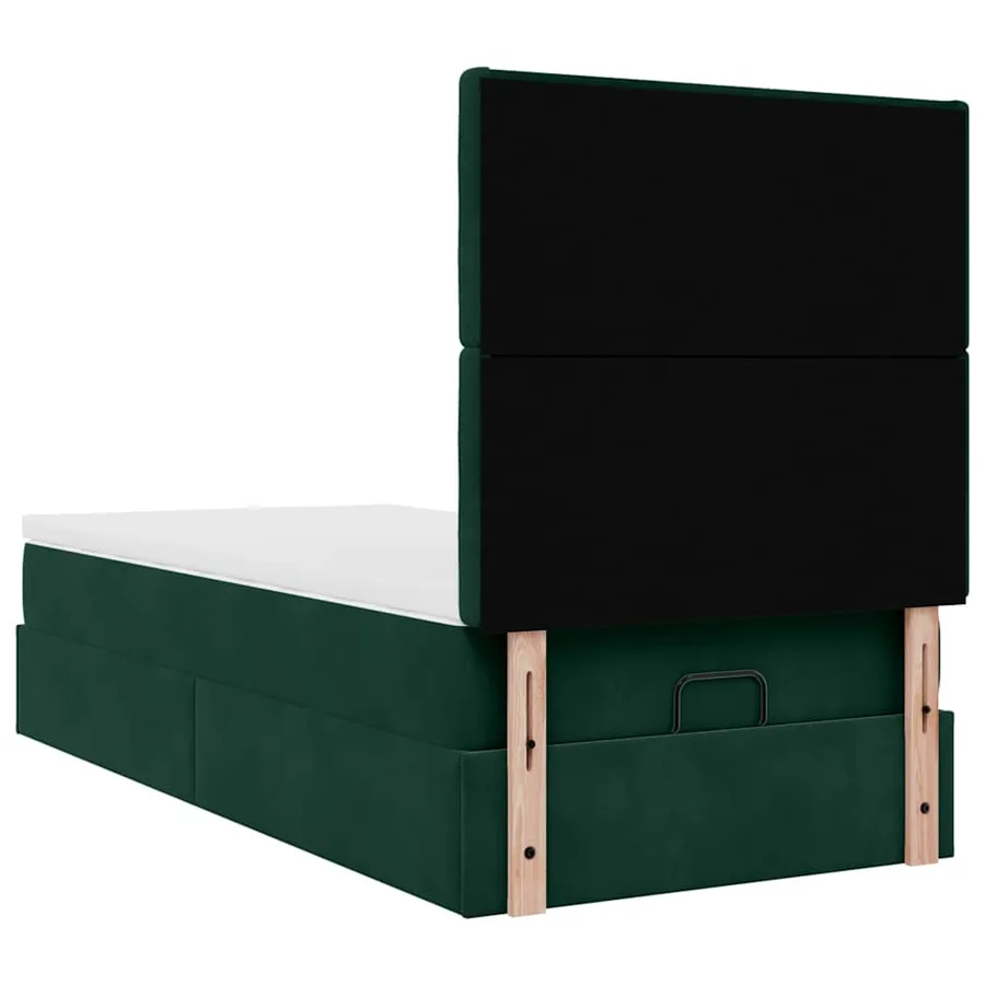 Cadre de lit ottoman avec matelas vert foncé 80x200 cm velours - 10