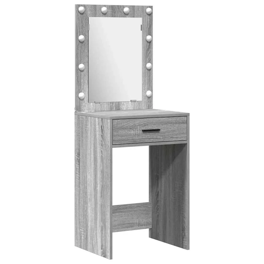 Table de Toilette avec tiroir 3 pcs Gris Bois d'ingénierie - 5