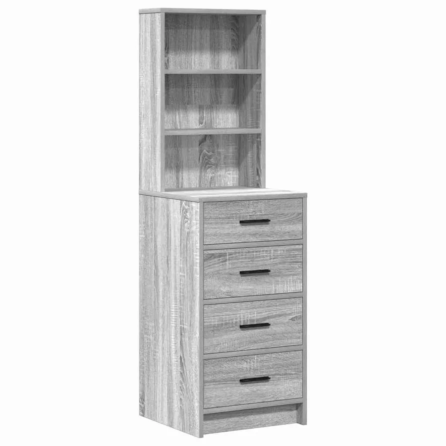 Table de Toilette avec tiroir 3 pcs Gris Bois d'ingénierie - 6