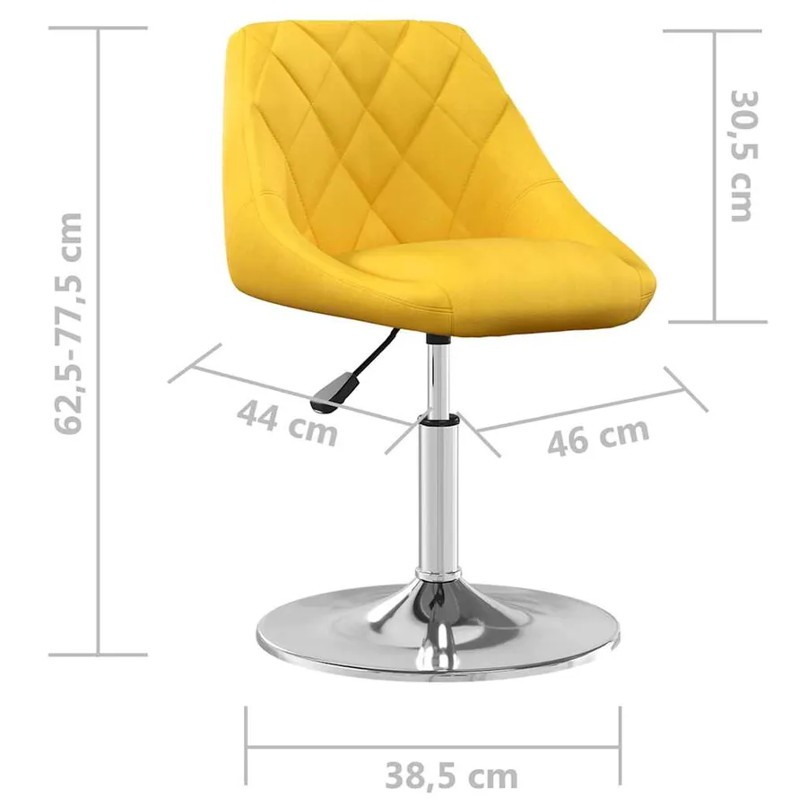Chaises à manger pivotantes lot de 2 jaune moutarde velours - 9