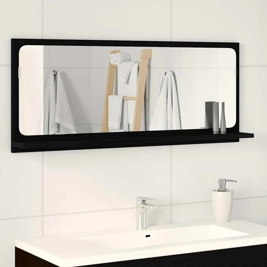 Étagère Miroir Chêne noir 90 x 10,5 x 37 cm Bois d'ingénierie
