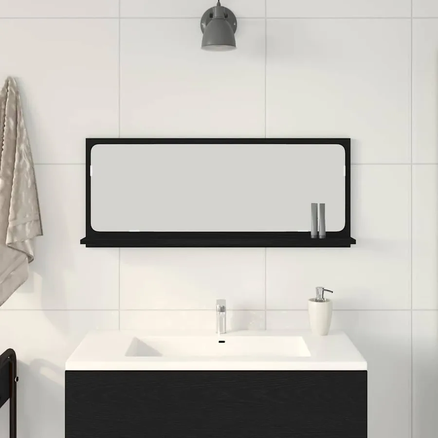 Étagère Miroir Chêne noir 90 x 10,5 x 37 cm Bois d'ingénierie - 4